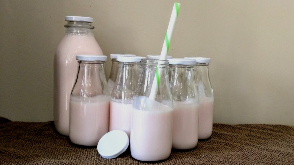 Quick & Easy Drinkable Yogurt Recipe served in glass bottles