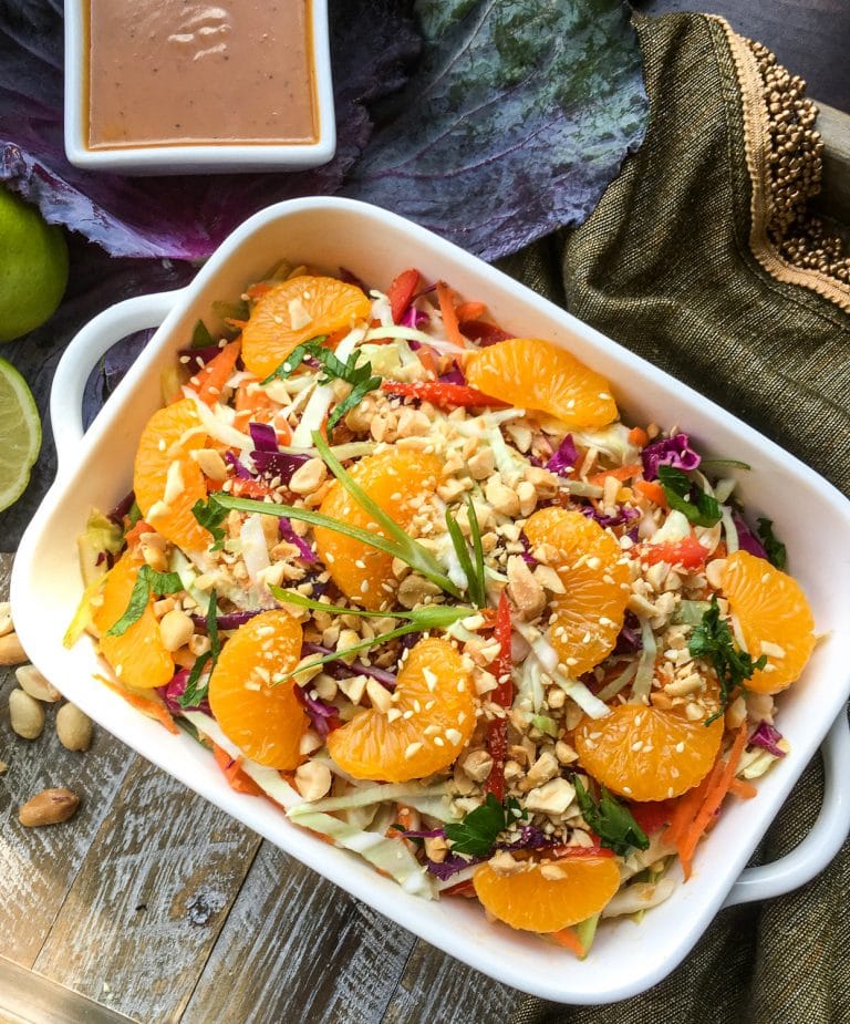 Best Asian Cabbage Salad Recipe with Spicy Peanut and Ginger Dressing