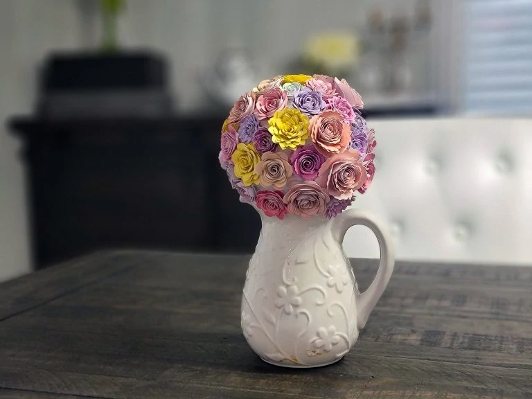 How to make a paper flower bouquet – An Easy Cricut FLOWER CRAFT + Free 3D Flower Template & Video