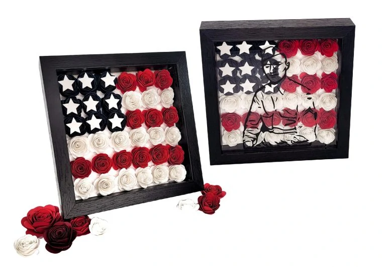 How To Make A Paper Flower Shadow Box With A FREE American Flag Design Template!