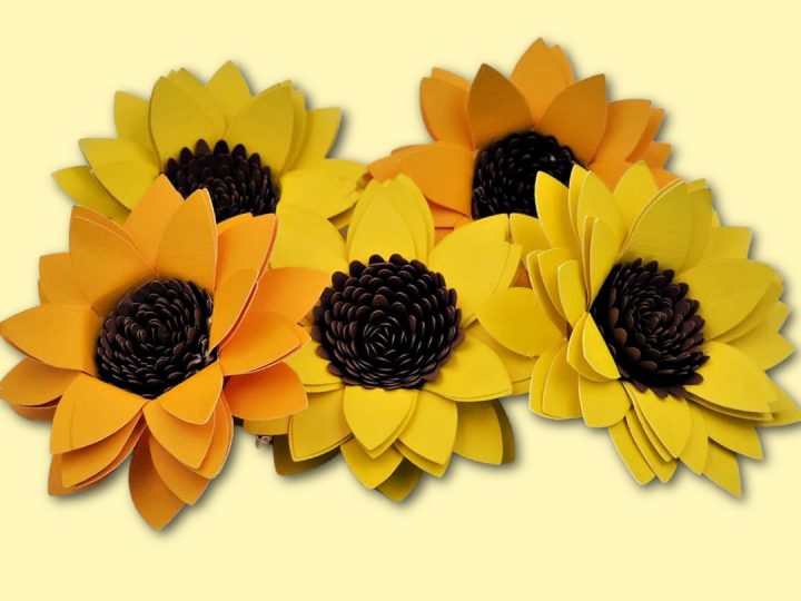 paper funflowers made using my how to assemble cricut flowers tutorial
