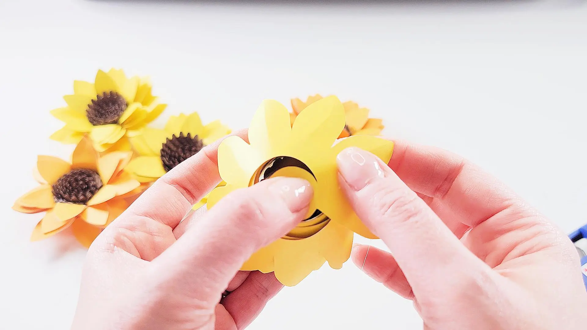 how to finish assembling a sunflower cricut flower
