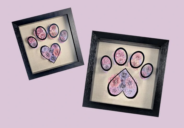 Easy Paw Print Paper Flower Shadow Box Design – Unique Cricut Gift For For Pet Lovers with FREE SVG