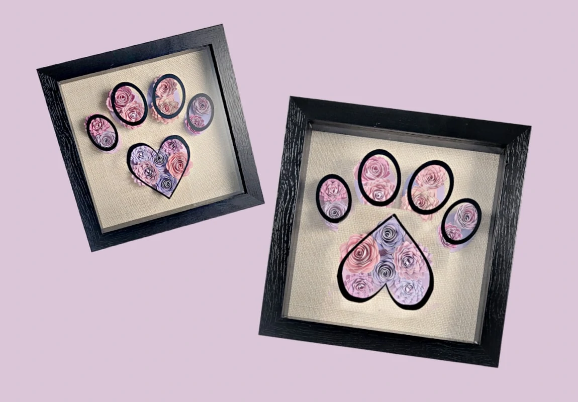 Download Easy Paw Print Paper Flower Shadow Box Design Unique Cricut Gift For For Pet Lovers With Free Svg Analytical Mommy Llc