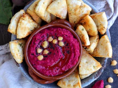 Image for Roasted Beet Hummus with Pita Chips