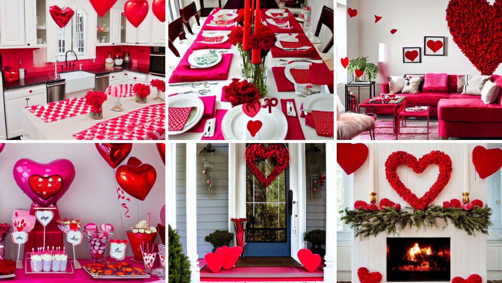 Felt Heart Garland Banner, Pre-Strung, Valentines Decorations, Red Pink  White