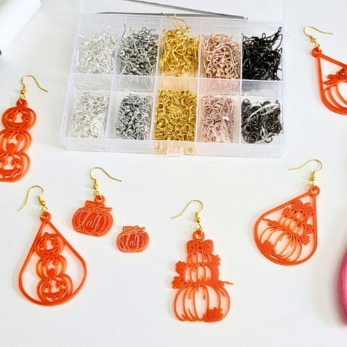 Fall and Halloween Themed Pumpkin laser cut earring designs (Made with the Glowforge Aura!)